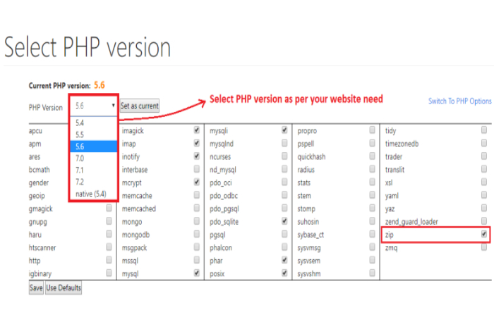 hosting enable php zip