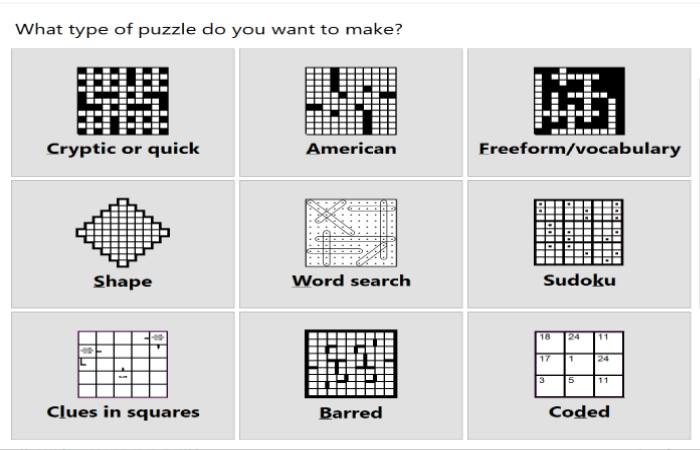 Types of Crossword Puzzles