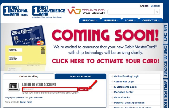 Login" in the Online Banking section