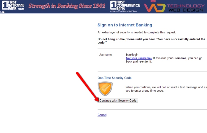 Continue to Security Code