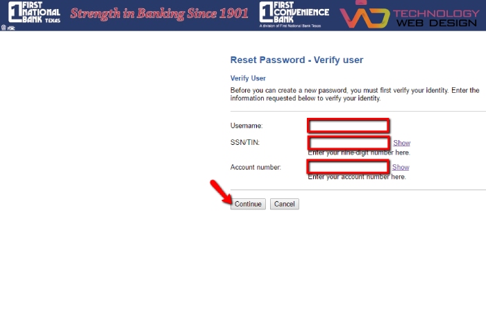Fill in your Email Address, SSN/TIN, and Account Number