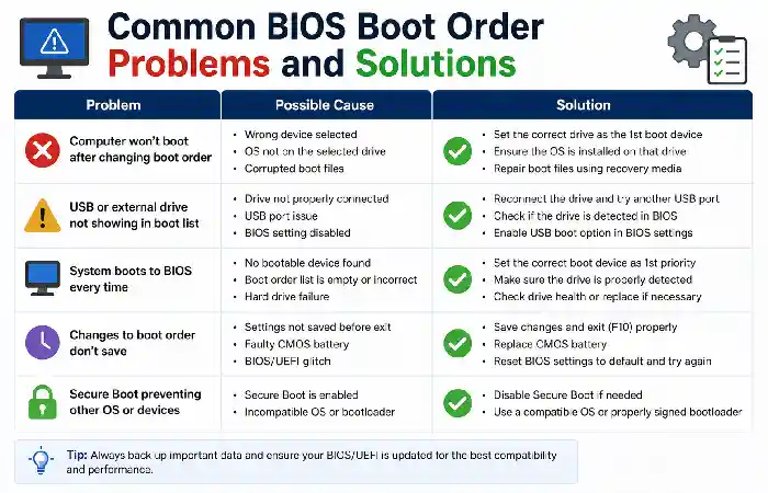 common bios boot order solution